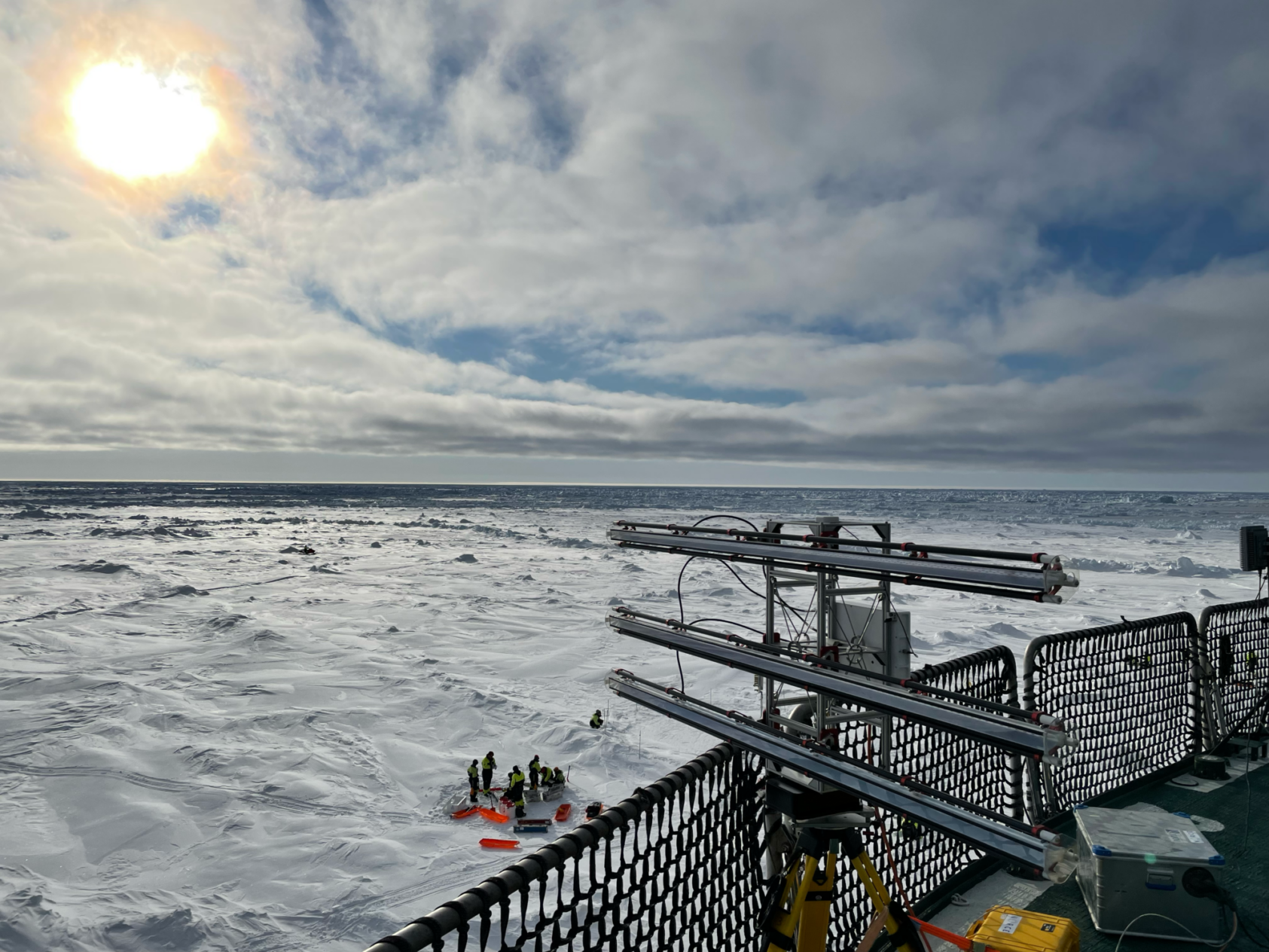 NORCE, The vessel Kronprins Haakon on a visit to the Fram Strait., Cirfa 7343 eng, <p>NORCE</p>, A group of people on the ice - seen from a boat.