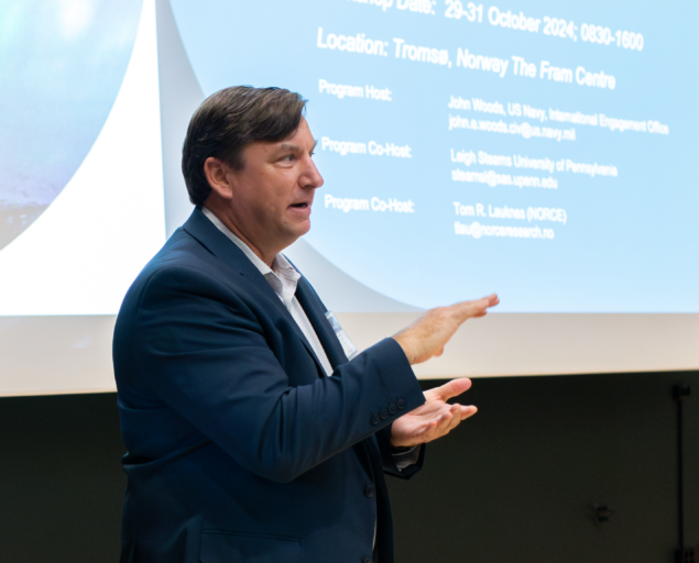 Katrine Jaklin, NORCE, The main host of the workshop is John Woods from the International Engagement Office at the Office of Naval Research., ICE PPR Photo Katrine Jaklin NORCE 7, , 