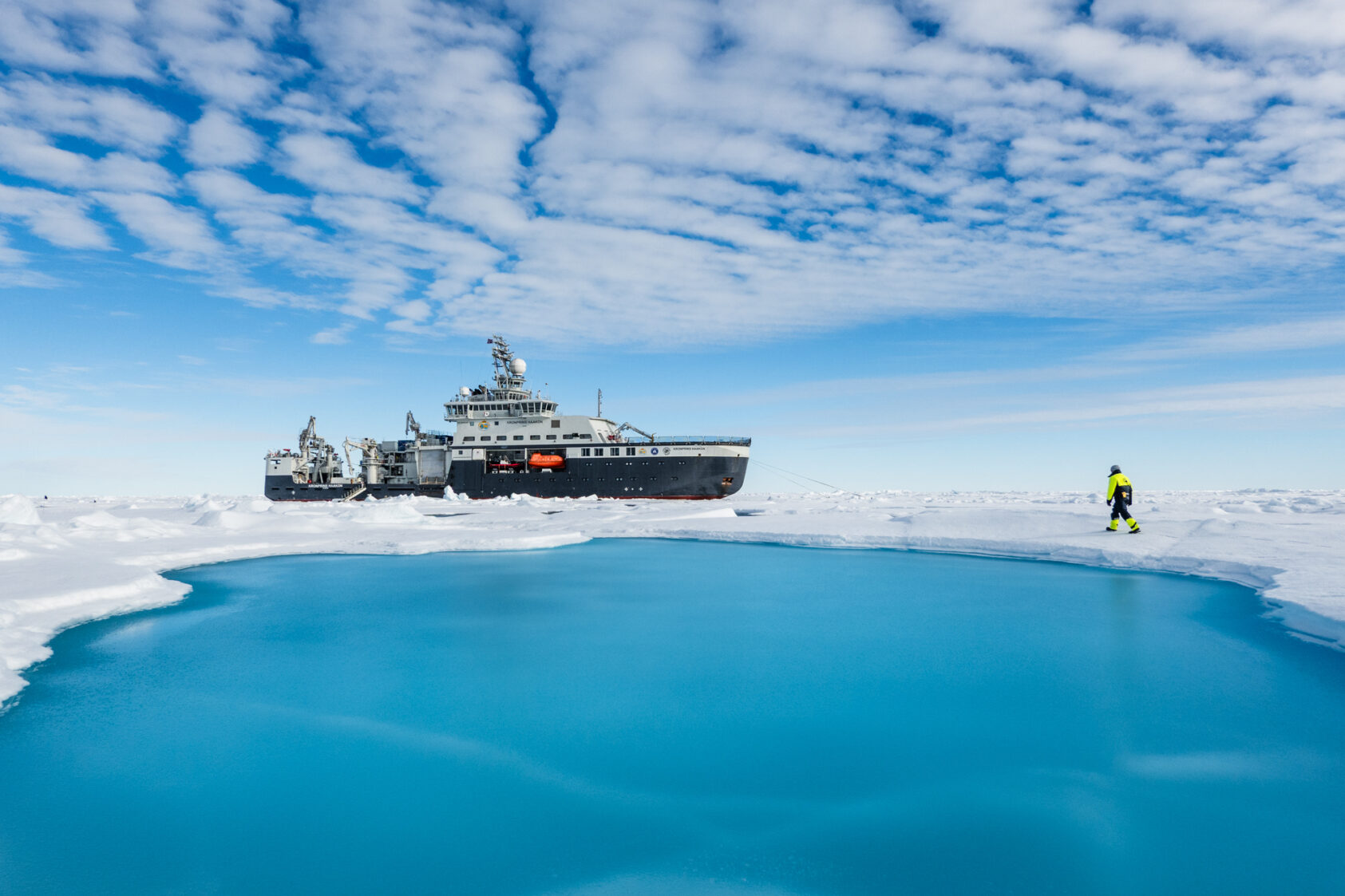 Photo: Trine Lise Sviggum Helgerud, Norwegian Polar Institute., The ice-breaking research vessel RV «Kronprins Haakon» will be key for the cruises in the project. The photo is from the polar cruise SUDARCO in 2022., POLHAVET2022 fotokreditering Trine Lise Sviggum Helgerud Norsk Polarinstitutt, , 