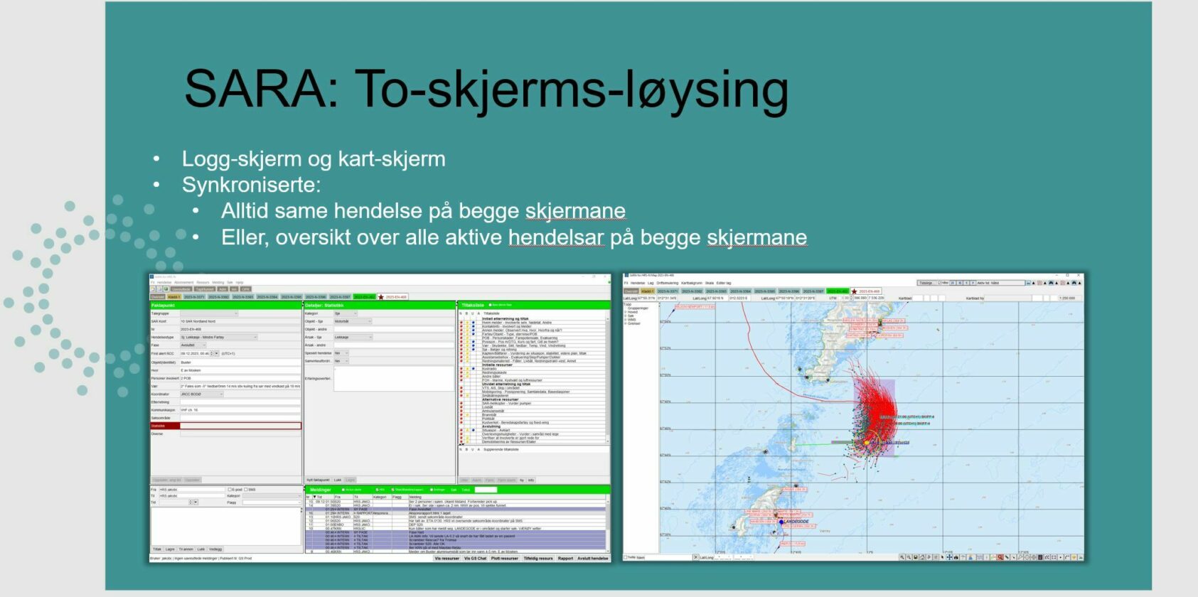 NORCE, Skjermdump av dataverktøyet SARA som brukes i redningsoperasjoner hos HRS., Skjermdump, , 