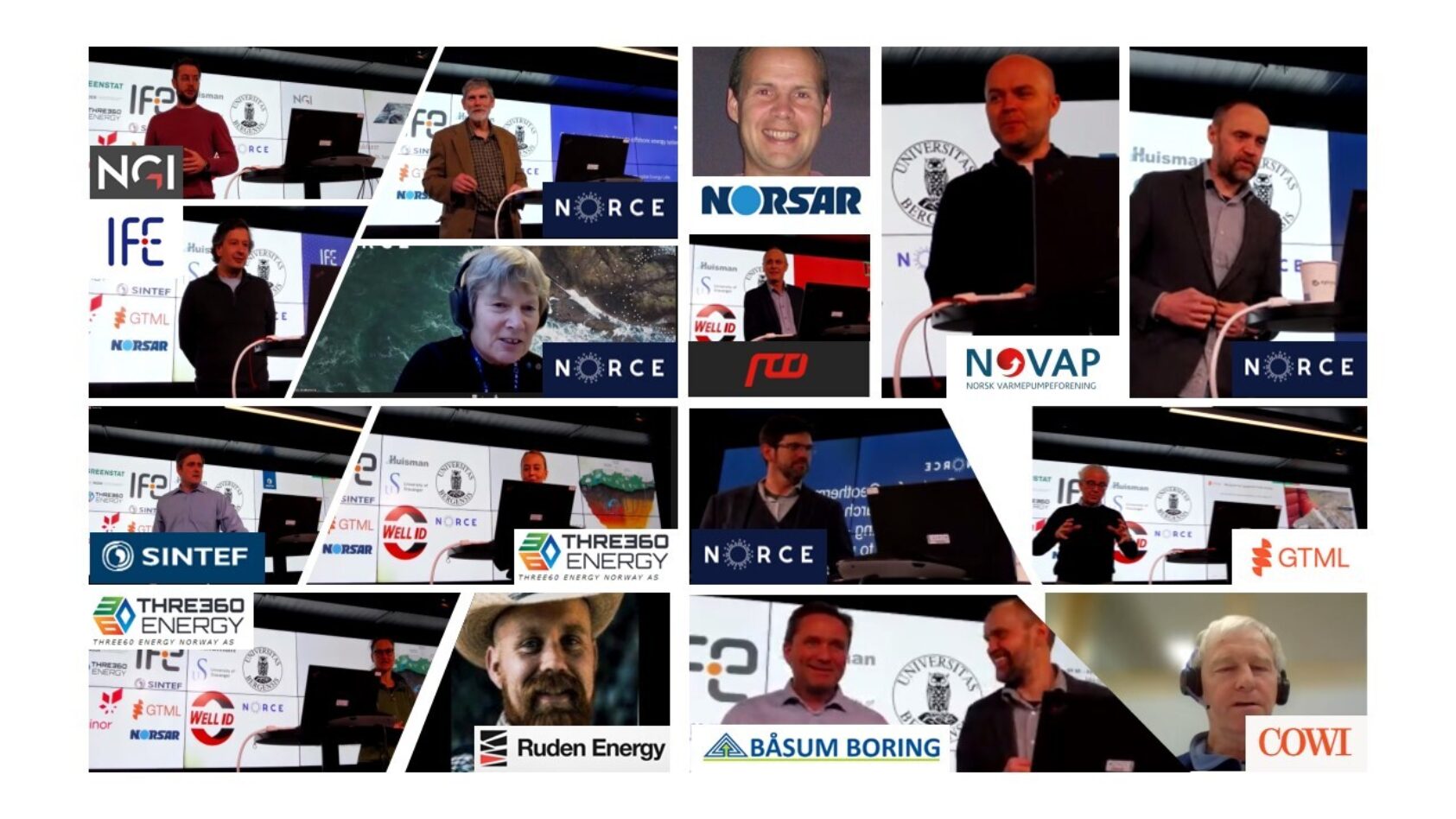 Anders Nermoen, Presenters at the workshop., Oslo Matchmaking 230126 family photo, <p>Anders Nermoen, NORCE</p>, Collage of 17 people talking. Photo -collage.