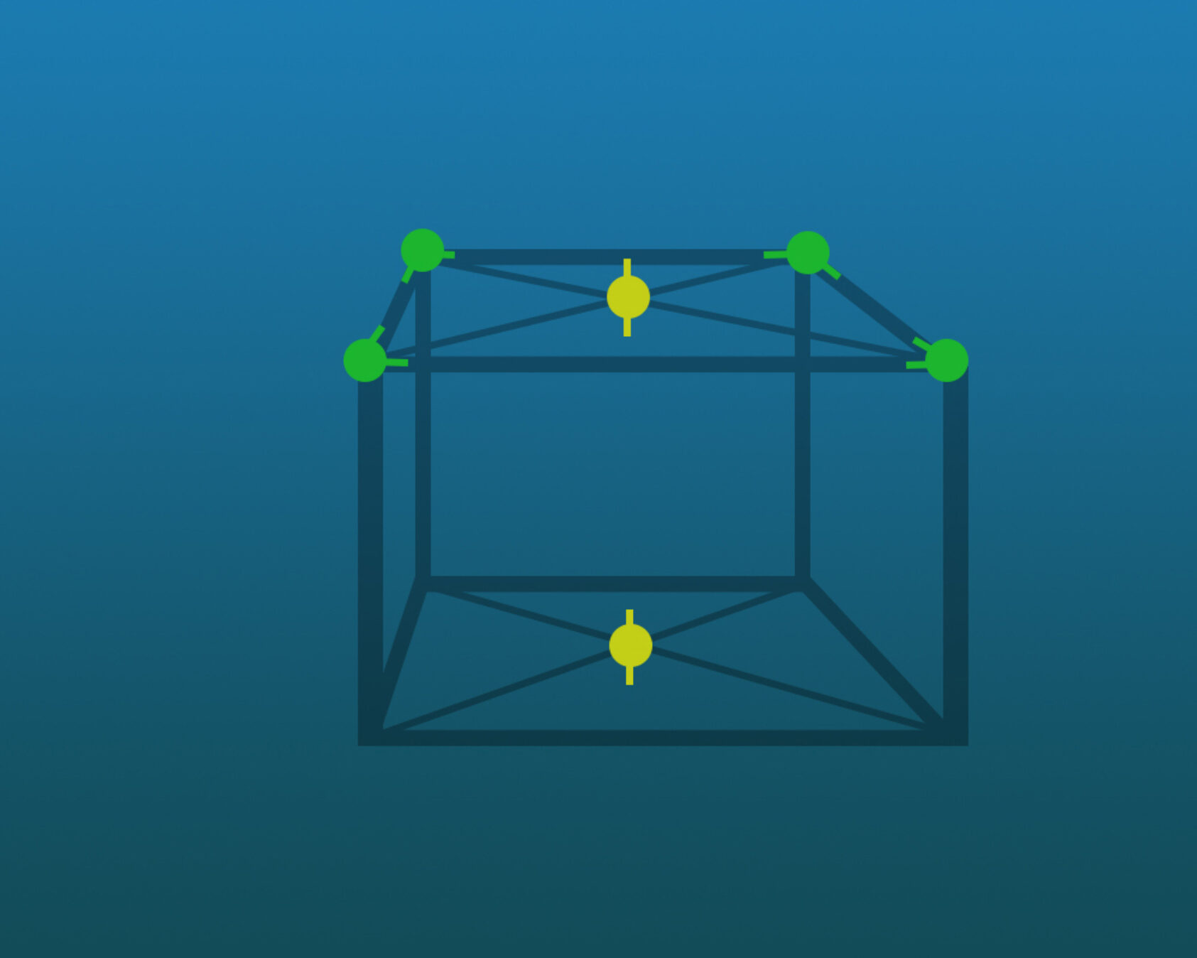 Illustrasjon: Andreas Hadsel Opsvik, Bjerknessenteret/UiB, Forskerne leter et område i havet, definert ved fire hjørner, et toppnivå og et bunnivå., Firkant i havet Andreas Hadsel Opsvik 1000x800, , 