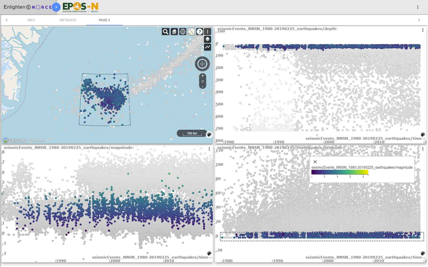 NORCE, A geographic filter has been applied to highlight the properties of seismic events in the Jan Mayen area., Enlighten Picture2, , 